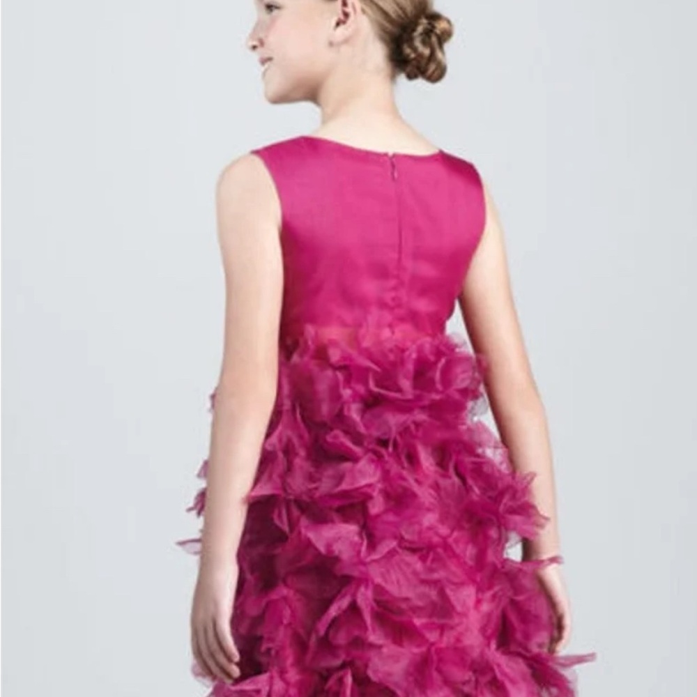 Marchesa for Neiman Marcus x Target Fuchsia Tulle Ruffle Dress Sz 8-10 100% Silk - Picture 2 of 10